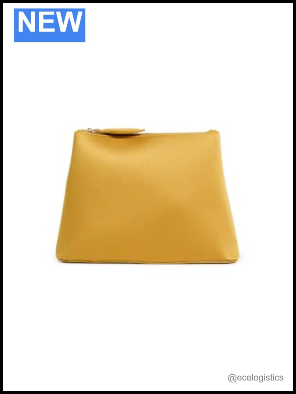 Satin Zip Clutch with Leather Trim Structured Base